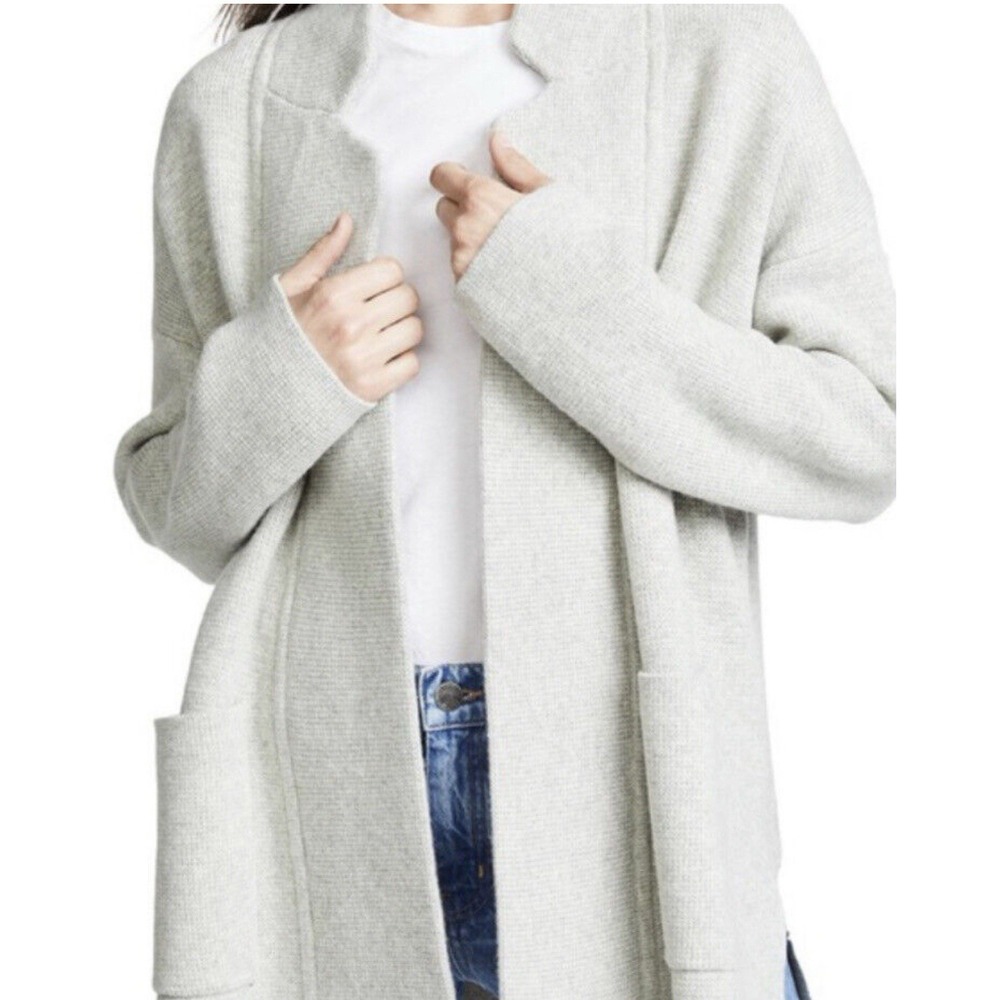 Madewell Womens Open Cardigan Sweater XS Gray Long Sleeve Merino Wool Blnd C